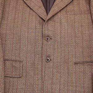 JB Blazer Men 44 Brown Rust Stripe Polyester‎ Knit Classic Career Jacket 60s VTG